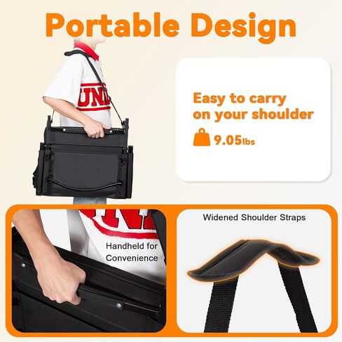 مقعد استاد رومسوي مكون من قطعتين مع دعم للظهر المرتفع وأسفل الظهر قابل للتعديل، كراسي مبيض سميكة بسمك 3 بوصات مع تعديلين للارتفاع، مساند للذراعين وحاملات أكواب، مريحة ومحمولة، أسود in Kuwait