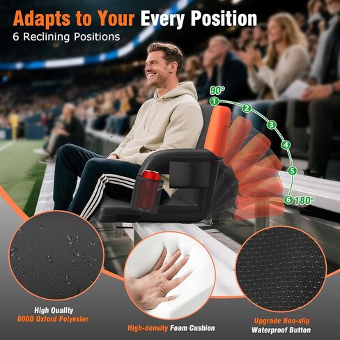 مقاعد استاد سوتيك المُدفأة على الوجهين للمدرجات مع دعم الظهر، مقعد مبيض مُدفأ محمول مع مسند للظهر، 3 مستويات للحرارة، 5 جيوب - مثالية للملاعب والأحداث الخارجية in Kuwait