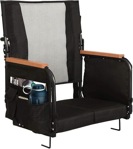 Extra Wide Stadium Seats with Back Support, Bleacher Chairs with High Back and Cushion, Padded Portable Fording Bleacher Seat with Armrests, Cup Holder and Storage Pockets (Orange) in Saudi Arabia