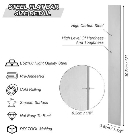PATIKIL E52100 Steel Flat Bar, 12" x 1 1/2" x 1/8" Knife Making Steel Iron Stock for Forging Blade Knife Sword Chopper in Saudi Arabia