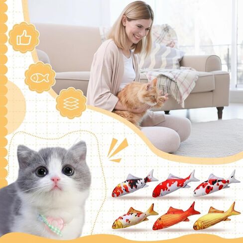 Barydat 6 Pcs 12 Inch Fish Plush Toy Pillow Soft Fish Cushion Pillow Fish Stuffed Animal Realistic Fish Stuffed Carp Toy for Cat Pets or Kids Birthday Gifts in Kuwait