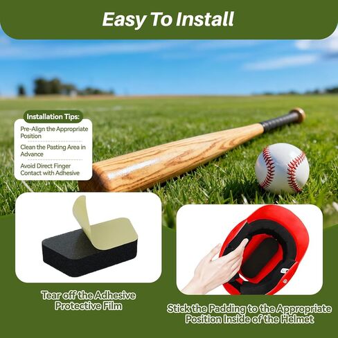 Helmet Padding Set Replacement Pads Compatible with Easton Batting and Catchers Helmets, 0.79" Thickened Pads for Baseball and Softball Players Safe Training in Kuwait
