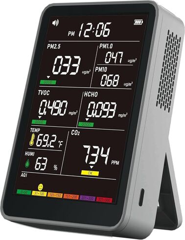 Professional Indoor Air Quality Monitor with AQI Alerts, Portable Real-Time Detector for Home, Car, Plants & Pet in Kuwait