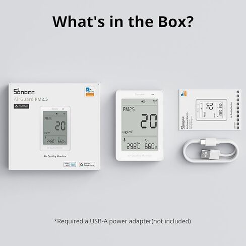 جهاز مراقبة جودة الهواء الداخلي الذكي SONOFF مع PM2.5، PM10، مستشعر درجة الحرارة والرطوبة، عرض وإنذار في الوقت الحقيقي، متوافق مع المادة، واي فاي 2.4 جيجا هرتز، شاشة 3.73 بوصة، لغرفة النوم، غرفة الحضانة in Kuwait