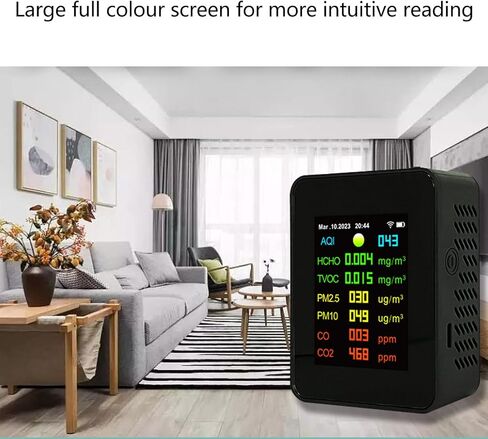 Air Quality Monitor, 9 in 1 Multifunctional LCD Digital Display CO2 Detector, Intelligent Air Semiconductor Sensor for Homes, Kitchens, Bedrooms in Saudi Arabia