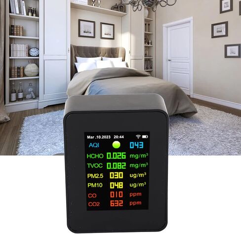 Air Quality Monitor, 9 in 1 Multifunctional LCD Digital Display CO2 Detector, Intelligent Air Semiconductor Sensor for Homes, Kitchens, Bedrooms in Saudi Arabia