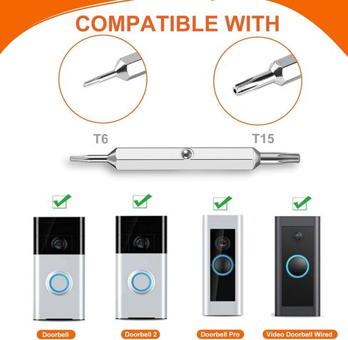 مفك جرس باب الفيديو، أداة مفك براغي T6 T15 مزدوجة الأطراف لاستبدال جرس باب الفيديو بالكاميرا، تغيير البطارية، إعادة تعيين كلمة مرور واي فاي in Kuwait