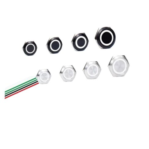 1PCS 19/22/25/30mm Ultra Short LED Light Metal Push Button Switch with Wire 3-6V 12-24V Momentary Reset Waterproof Stainless Steel(White Circle,3-6V,19mm-Silver Shell) in Kuwait