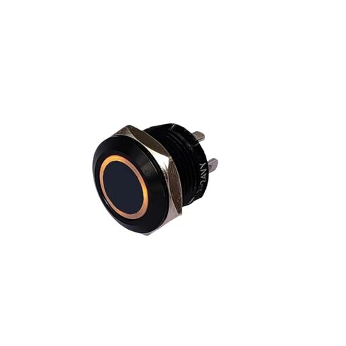 12mm Super Tiny Black Metal Button Switch IP65 LED 3V-24V 50mA No Locking Switch Ring Logo for Computer Dashboard Replacement(12mm Yellow Ring,LED 12-24V) in Kuwait