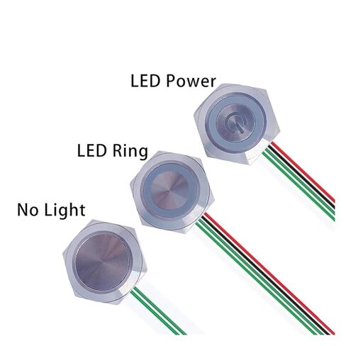 1PCS 19/22/25/30mm Ultra Short LED Light Metal Push Button Switch with Wire 3-6V 12-24V Momentary Reset Waterproof Stainless Steel(Green Circle,3-6V,25mm-Silver Shell) in Kuwait
