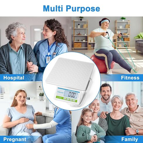 مقياس أرضي طبي من THINKSCALE بوزن 440 رطلاً - 10 جرام عالي الدقة (0.02 رطل) - شاشة عرض خلفية كبيرة جدًا - مقياس وزن الجسم المحمول للمنزل والمستشفى والطبيب وصالة الألعاب الرياضية واستخدام علاج السمنة - كجم / رطل in Kuwait
