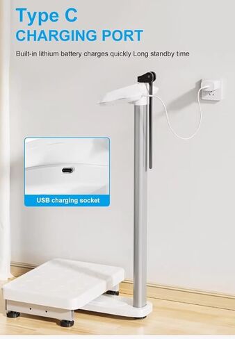 مقياس Helsevesen الرقمي مع قضيب قياس الارتفاع، مقياس وزن الجسم الطبي، مقياس الطبيب الاقتصادي، سعة الوزن 440 رطلاً / 27.6 بوصة - 78 بوصة in Kuwait