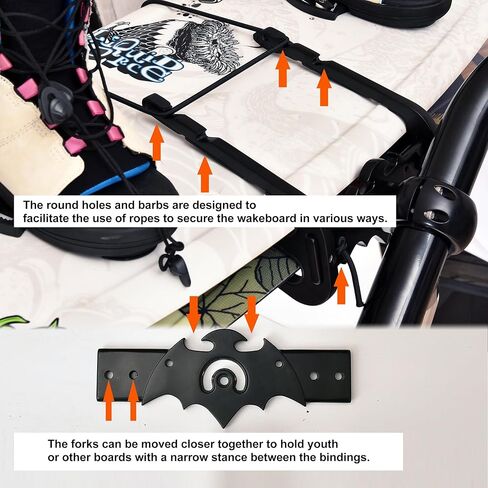 حامل SurfWing™ Wakesurf لبرج القارب، حامل لوح ركوب الأمواج/لوح ركوب الأمواج مع فتحة واسعة لركوب الأمواج + فتحة إيقاظ، يناسب نمط ركوب الأمواج والهجين وألواح التزلج وألواح اليقظة in Kuwait