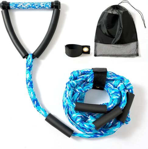 25 FT Wake Surf Rope for Boat, Floating Wakesurf Rope with Handle, 4 Sections Adjustable Wake Surfing Tow Ropes for Wakesurfing and Water Sports in Kuwait