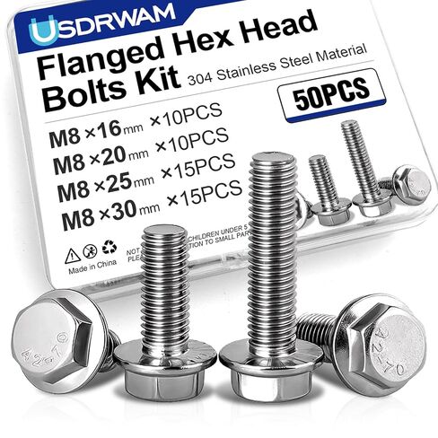 20 Pack M6-1.0 × 20mm Flange Bolt, Full Thread 304 Stainless Steel Serrated Hex Head Bolts for Machinery, Automotive, and Equipment Assembly in Kuwait