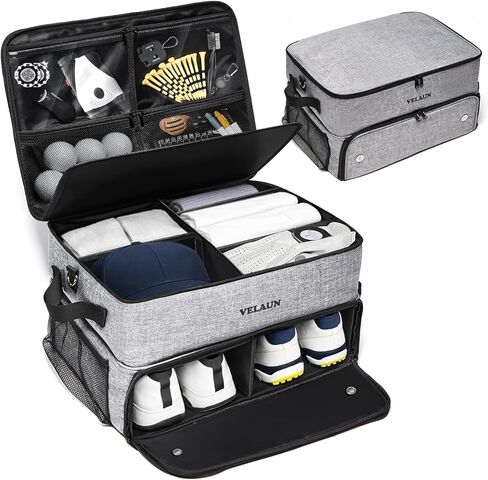Golf Trunk Organizer, Golf Accessories for Men, Car Storage Bag with 2 Shoe Compartments, Adjustable Dividers for Gear, Durable Water-Resistant Design, Ideal Gift for Golfers in Saudi Arabia