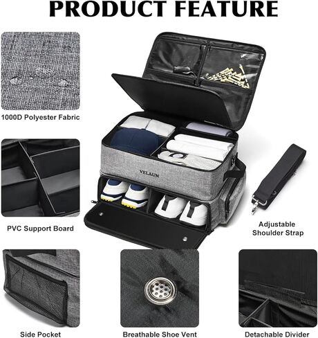 Golf Trunk Organizer, Golf Accessories for Men, Car Storage Bag with 2 Shoe Compartments, Adjustable Dividers for Gear, Durable Water-Resistant Design, Ideal Gift for Golfers in Saudi Arabia