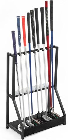 Golf Putter Stand for 9 أندية و 9 كرات ، رف نادي الخشب والغولف الصلب ، حامل نادي الجولف ، حامل نادي الجولف | تصميم ريفي حديث للمنزل ، المكتب ، ملحقات ملعب الجولف in Saudi Arabia