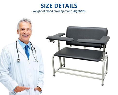 Helsevesen مقعد عريض للغاية لسحب الدم XXL كرسي طبي لسحب الدم مع مقعد مبطن عريض جدًا، - كرسي سحب الدم Mommy & Me مع مسند ذراع قابل للتعديل، 2024.11 in Kuwait