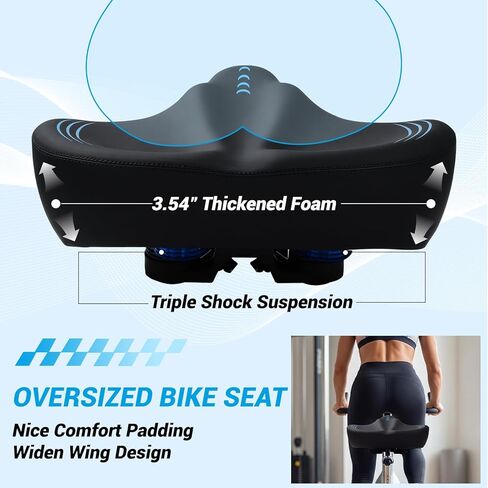 وسادة مقعد دراجة كبيرة الحجم جديدة 2026 للرجال والنساء، سرج دراجة مريح من إسفنج الذاكرة، مقعد دراجة عالمي مقاوم للماء لدراجات بيلوتون للتمرين على الطرق الجبلية ودراجات المدينة الكهربائية in Kuwait