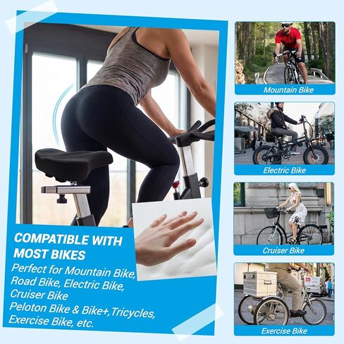 وسادة مقعد دراجة كبيرة الحجم جديدة 2026 للرجال والنساء، سرج دراجة مريح من إسفنج الذاكرة، مقعد دراجة عالمي مقاوم للماء لدراجات بيلوتون للتمرين على الطرق الجبلية ودراجات المدينة الكهربائية in Kuwait