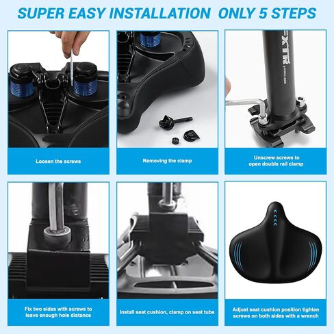 وسادة مقعد دراجة كبيرة الحجم جديدة 2026 للرجال والنساء، سرج دراجة مريح من إسفنج الذاكرة، مقعد دراجة عالمي مقاوم للماء لدراجات بيلوتون للتمرين على الطرق الجبلية ودراجات المدينة الكهربائية in Kuwait