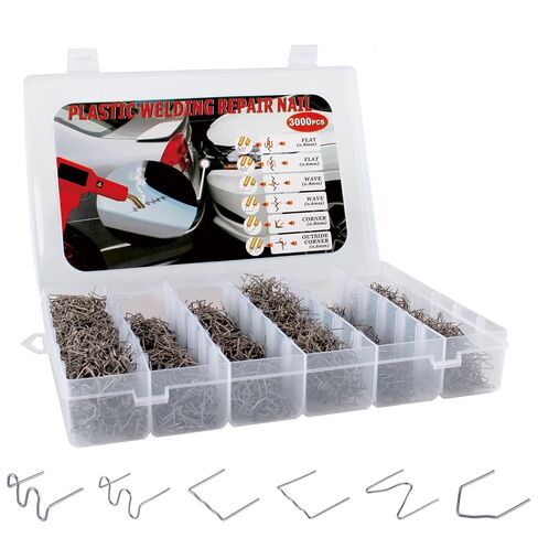 3000PCS Plastic Bumper Repair Kit - 6 Types Hot Stapler Staples 0.6丨0.8mm for Plastic Welding Projects in Kuwait