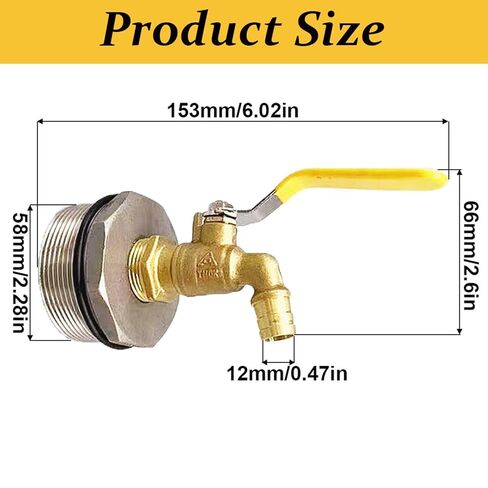 SagaSave 2 inch Drum Faucet Brass Barrel Faucet with Gasket and Tape Easy to Install for 200kg/440.92lb Plastic Drums, Steel Drums in Saudi Arabia