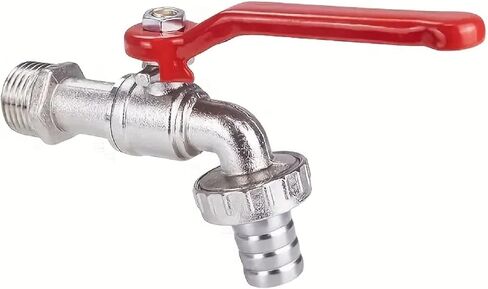 Brass Garden Water Faucet with Ball Valve, 1/2 Inch Threaded Outdoor Tap with Red Lever Handle, Metal Construction for Watering Systems (1PC Yellow) in Saudi Arabia