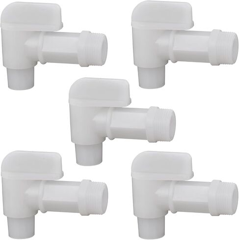 Spigot Faucet Drum Faucet, White Flow 3/4 Plastic Faucet Spigot for 5, 6 Gallon Plastic Drums, Durable Polyethylene Material Barrel Faucet Replacement Spigot,1 Inch Thread Size, 5-Pack in Kuwait