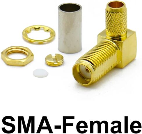 SMA Male Plugs Female Jack Connector RP Crimp 90 Degree Right Angle Coaxial Adapter Cable Wire Terminal(Type1,1Pcs) in Saudi Arabia