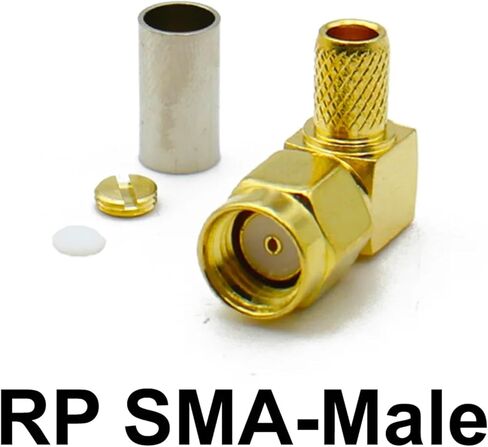 SMA Male Plugs Female Jack Connector RP Crimp 90 Degree Right Angle Coaxial Adapter Cable Wire Terminal(Type1,1Pcs) in Saudi Arabia