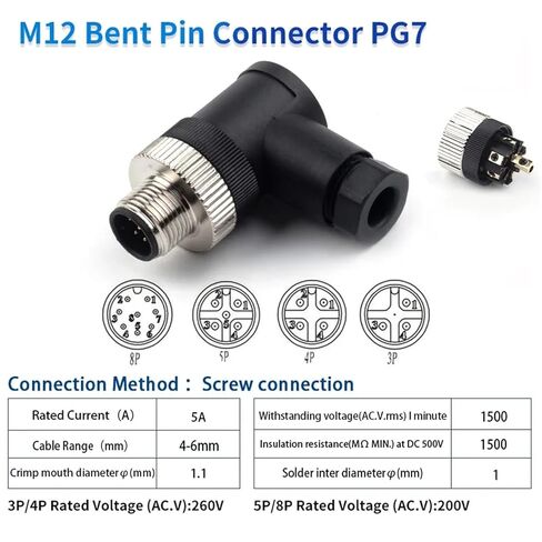 1 قطعة M12-PG7 PG9 موصل مقبس 3 4 5 8 دبوس مستقيم عازمة ذكر أنثى المسمار اقتران ملولب (PG7 ذكر عازمة ، 3 دبوس) in Kuwait