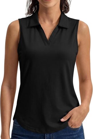 TBMPOY WOMENS SLEEVELESS GOLF TIRTS QUICE COLLARED TENNIS TERM UPF 50+ V-NECT TOPS TOPS TOPS MOISTURE WICHING in Kuwait