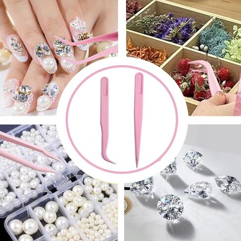 30pcs Plastic Tweezers for Crafts & Kids - Bulk Pack, Straight/Bent/Curved Tweezers Set for DIY Jewelry, Beads, Cake Decorating, Classroom - Includes Stickers in Saudi Arabia