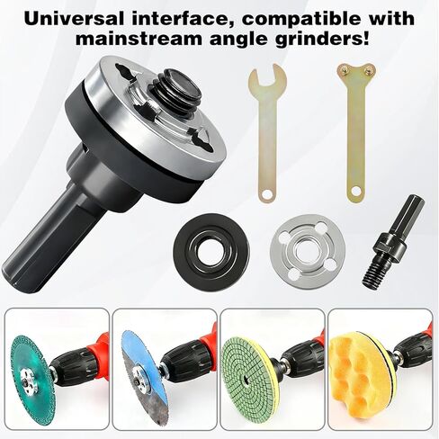 Electric Drill Angle Grinder Connecting Rod Set,2 Set Angle Grinder Attachments Set,New Drill Arbor Mandrel Adaptor with Replacement Grinder Flange Nuts and Spanner Wrench Conversion Tool (10mm) in Saudi Arabia