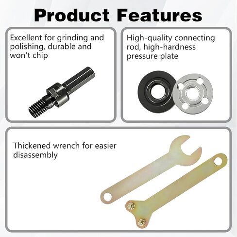Electric Drill Angle Grinder Connecting Rod Set,2 Set Angle Grinder Attachments Set,New Drill Arbor Mandrel Adaptor with Replacement Grinder Flange Nuts and Spanner Wrench Conversion Tool (10mm) in Saudi Arabia