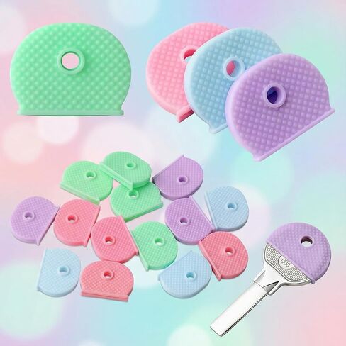 10 Pack Key Identifier Covers, Silicone Key Cap Tags Markers for House Office Apartment, Quiet Soft Key Protectors for Standard Flat Keys, Housewarming Party Favor(Color) in Saudi Arabia