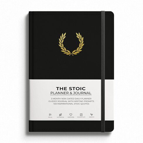 The Stoic Planner & Journal - A 2-in-1 Daily Planner and Guided Journal with Inspiring Writing Prompts - Build Productivity and a Positive Mindset - 3 Months Undated - Black in Saudi Arabia