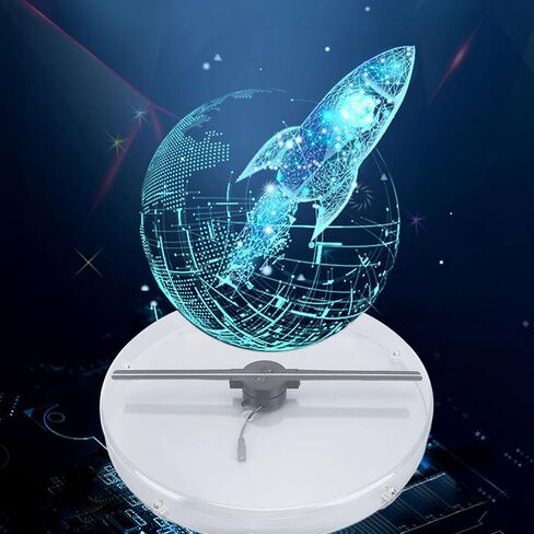 Sanpyl 3D Hologram Fan, Desktop Hologram Advertising Display Fan with Transparent Cover, 256 LED 3D Holographic Projector for Mall Shop Restaurant Hotel (US Plug) in Saudi Arabia