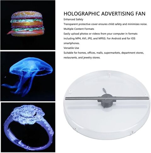 Sanpyl 3D Hologram Fan, Desktop Hologram Advertising Display Fan with Transparent Cover, 256 LED 3D Holographic Projector for Mall Shop Restaurant Hotel (US Plug) in Saudi Arabia
