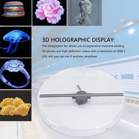 Sanpyl 3D Hologram Fan, Desktop Hologram Advertising Display Fan with Transparent Cover, 256 LED 3D Holographic Projector for Mall Shop Restaurant Hotel (US Plug) in Saudi Arabia