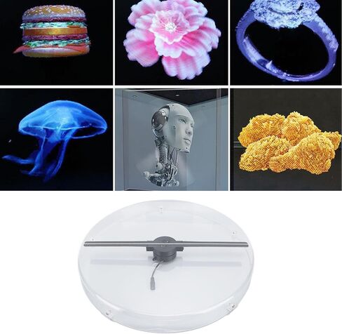Sanpyl 3D Hologram Fan, Desktop Hologram Advertising Display Fan with Transparent Cover, 256 LED 3D Holographic Projector for Mall Shop Restaurant Hotel (US Plug) in Saudi Arabia