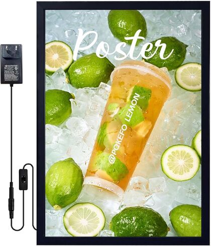 إطارات ملصقات أفلام LED بإضاءة خلفية مقاس 16 بوصة × 24 بوصة - إطار من الألومنيوم لعرض الإعلانات وفن الأكريليك ~ إطار ملصق بإضاءة خلفية مثبت على الحائط (أسود) in Kuwait