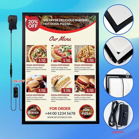 LED Movie Poster Frames Backlit Picture Frame 16" x 24" - Aluminum Snap Frame for Advertising Display&Acrylic Art ~ Backlit Poster Frame Wall Mounted (Black) in Saudi Arabia