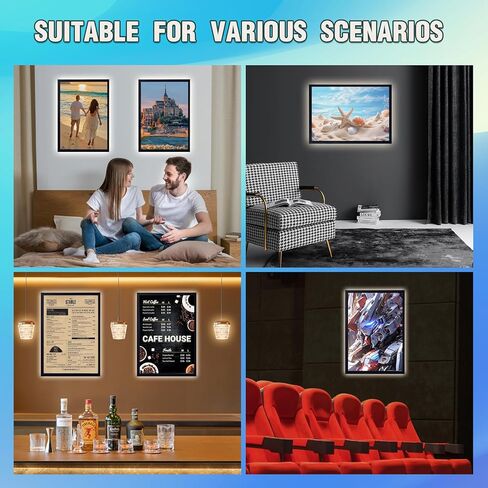 LED Movie Poster Frames Backlit Picture Frame 16" x 24" - Aluminum Snap Frame for Advertising Display&Acrylic Art ~ Backlit Poster Frame Wall Mounted (Black) in Saudi Arabia