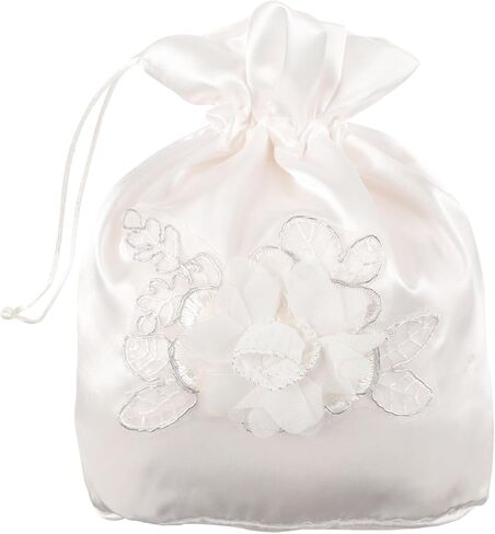 COHEALI Bridal Bag Floral Bags White Tote Purse Bride Purse Money Purse Satin Bags Satin Dolly Bag Wedding Decoration Bridal Decorated Bag Wedding Bags Fabric in Saudi Arabia
