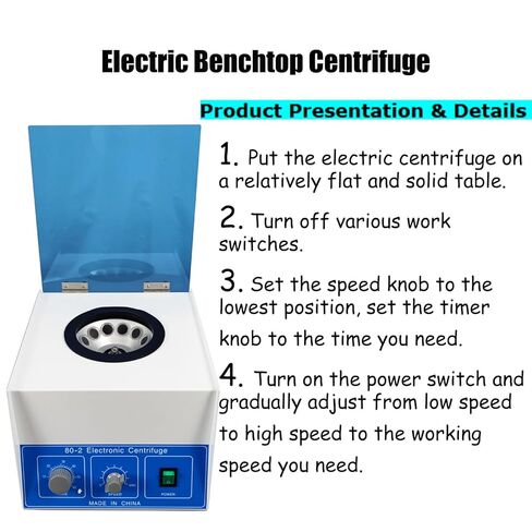 Electric Benchtop Centrifuge 80-2 Electric Centrifuge 110 V Stepless Control Max Speed 4000 R Timing 0-60 min Capacity 20ml×12 Tube Electric Centrifuge for Lab Research Institute in Saudi Arabia