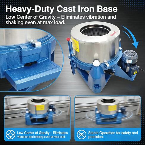 Industrial Centrifuge Dryer Machine 99.2lbs Capacity Solid-Liquid Separator Heavy Duty Stainless Steel Centrifugal Dehydrator for Biomass Oil Extraction/Metal Parts/Textile Drying 220V/3PH in Kuwait