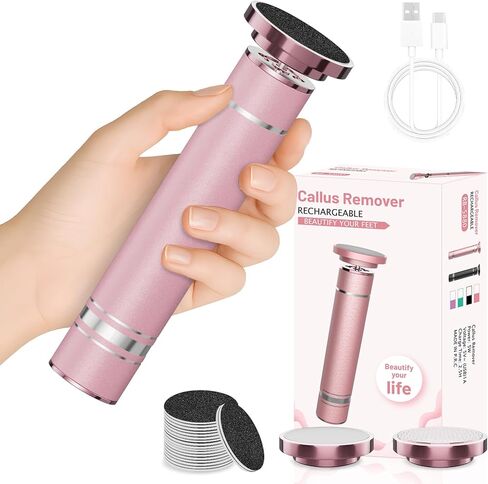 مزيل مسامير القدم الكهربائي القابل لإعادة الشحن مع رأس طحن قابل للاستبدال، مزيل مسامير القدم الاحترافي من الألومنيوم للقدمين، مبرد قدم مزدوج السرعة للبشرة الجافة المتشققة والميتة، وردي in Kuwait